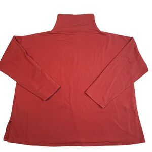 Eileen Fisher Turtleneck Womens XL Brushed Terry Pink Coral Preppy Mock Neck Top